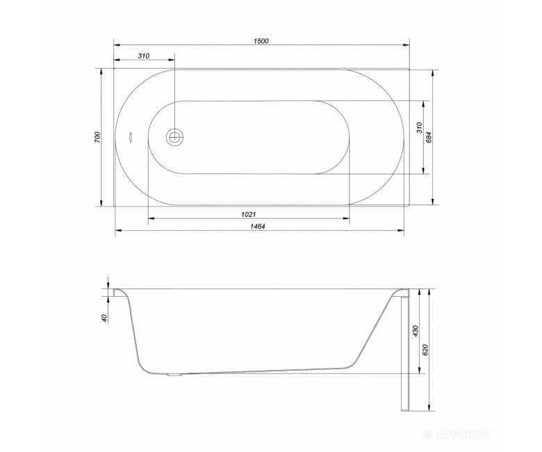S301-251 OCTAVIA ванна прямокутна OCTAVIA 150х70 + ніжки PW01 (1 сорт) CERSANIT  AZBR1002750032 AZBR1002750032