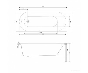 S301-253 OCTAVIA Ванна прямокутна 170х70 + ніжки PW01 (1 сорт)  CERSANIT AZBR1002770032