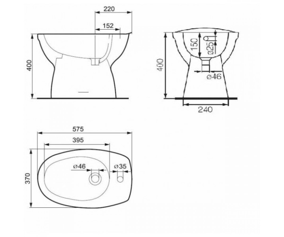 Биде напольное  EKO CCBF1000018220:Чертеж 