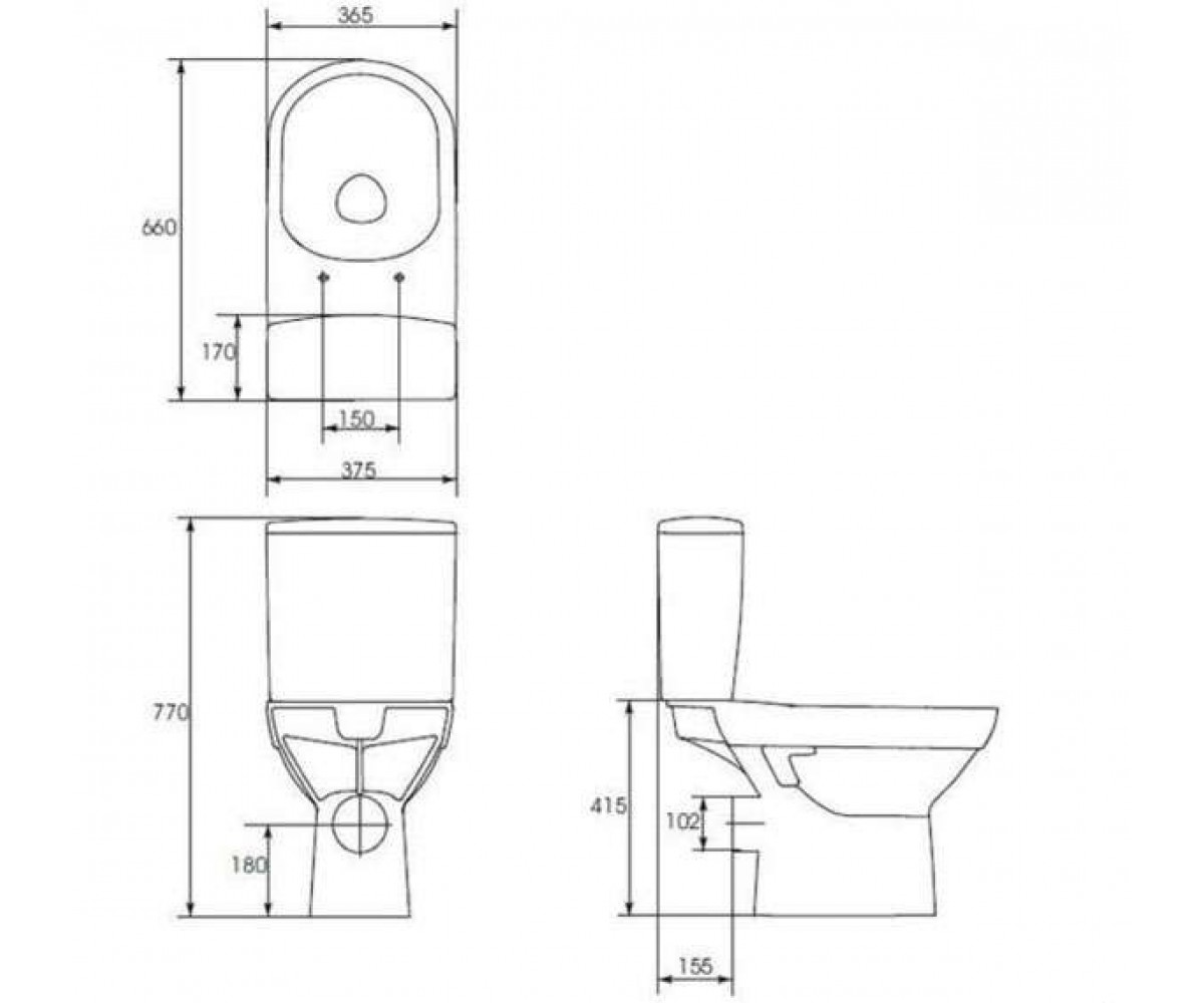 Унитаз компакт  CITY CLEANON CCKZ1013881894:Чертеж 