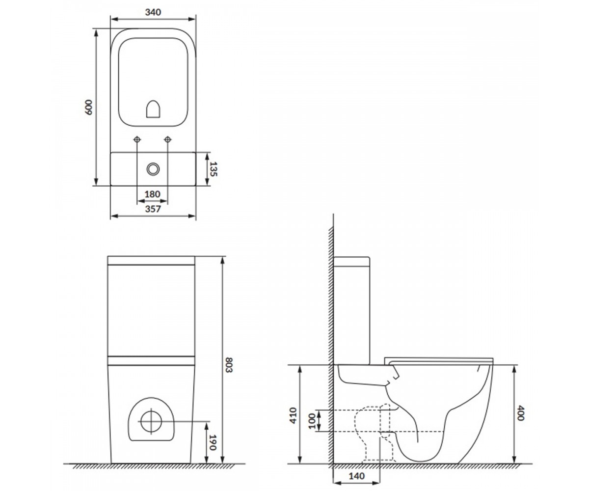K681-063 компакт 930 Remo Pro Square Tornado 011, приставний до стіни, безобідковий CleanOn, сидіння SLIM Duroplast із Softclose