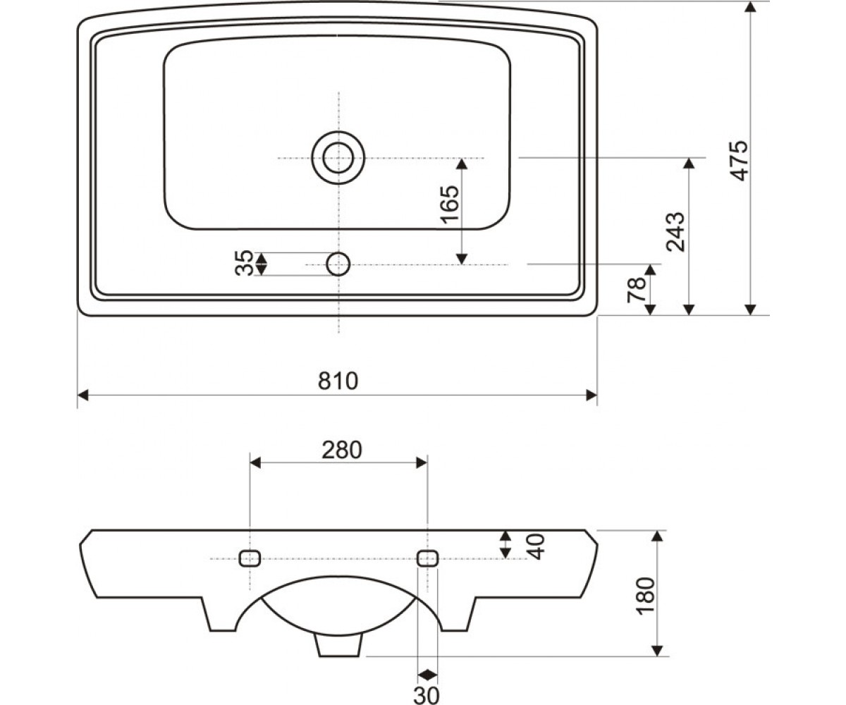 Керамическая раковина  ROMA CCWF1000370752:Чертеж 