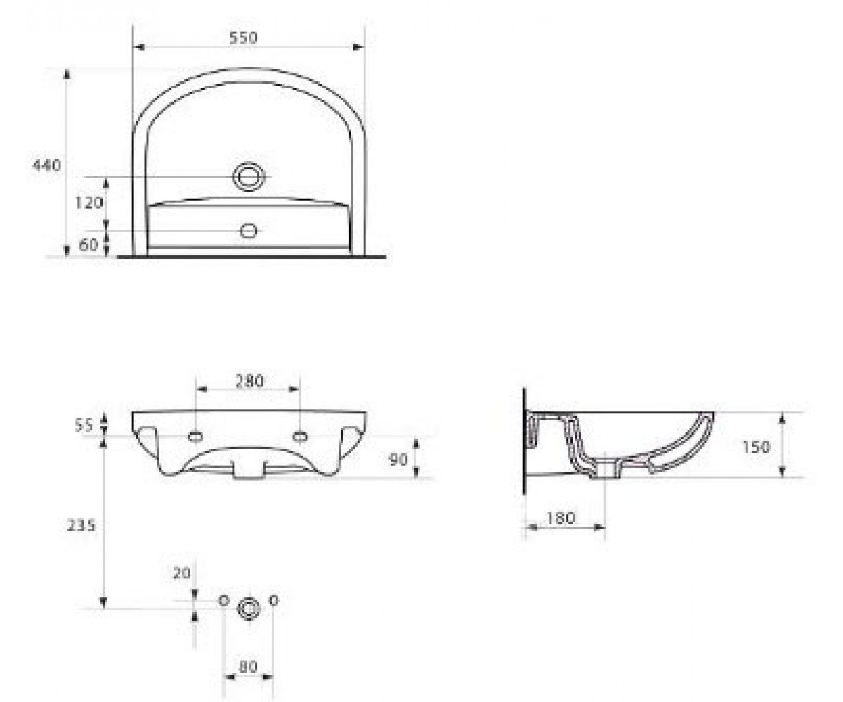 Раковина  ARTECO CCWS1008351913:Чертеж 
