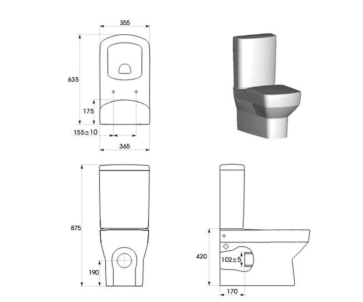 Компакт без бачка  PURE K101-002-BOX:Чертеж 