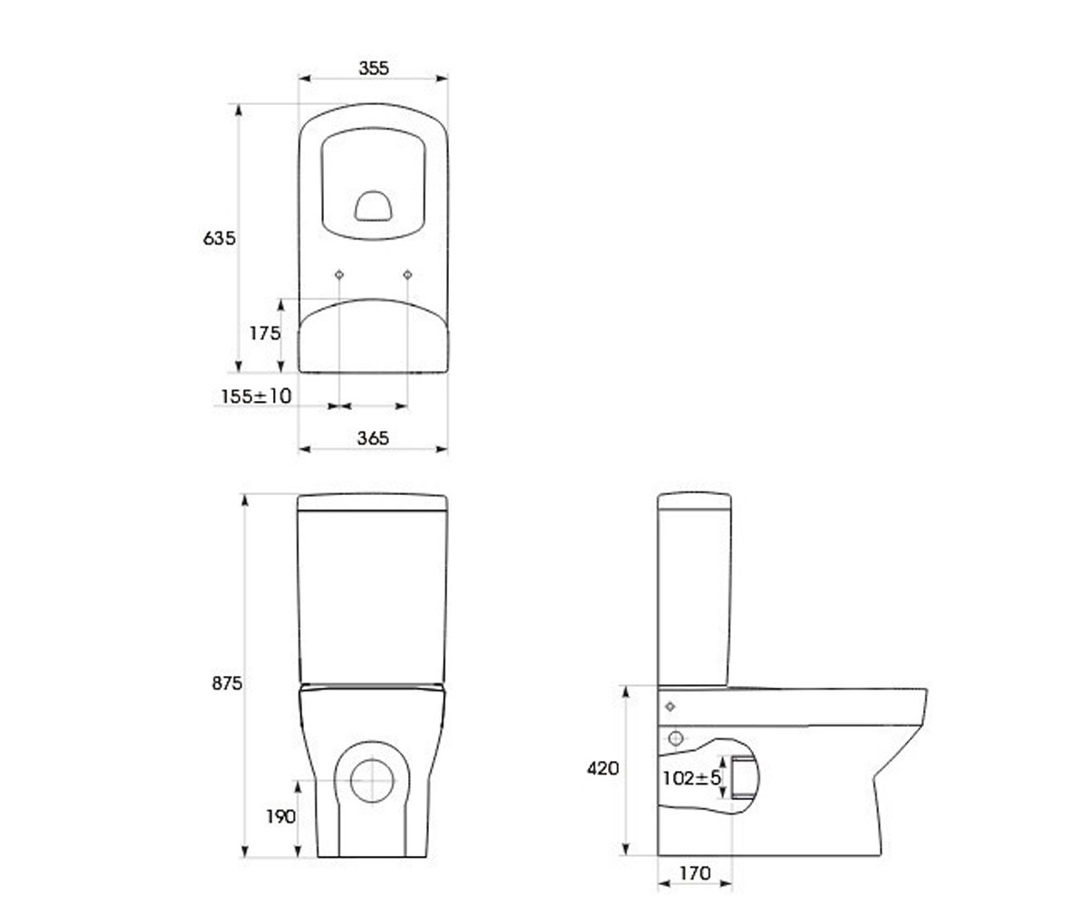 Бачок унитаза  PURE K101-012-BOX:Чертеж 