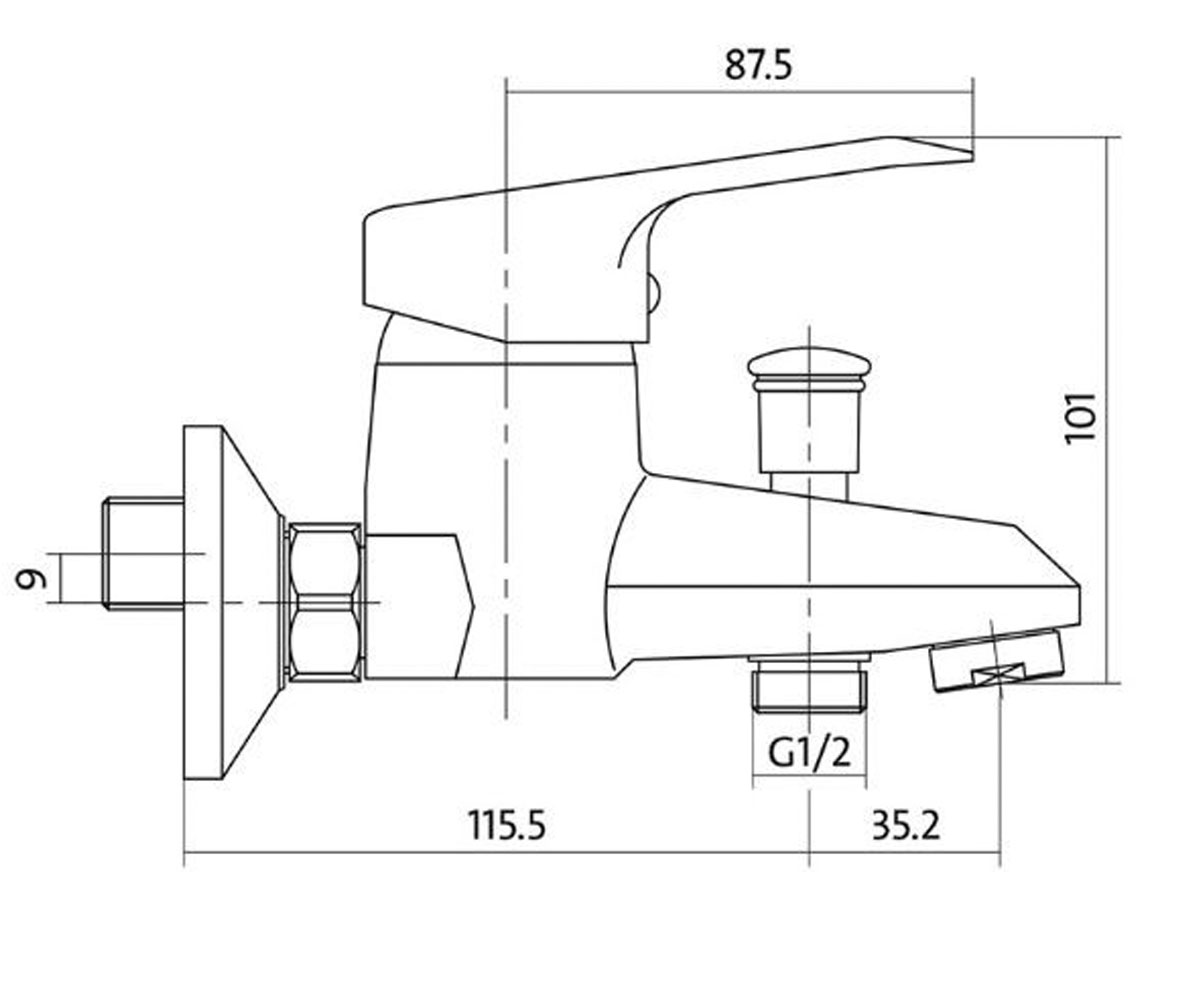 Смеситель для ванны  AMET S951-003:Чертеж 