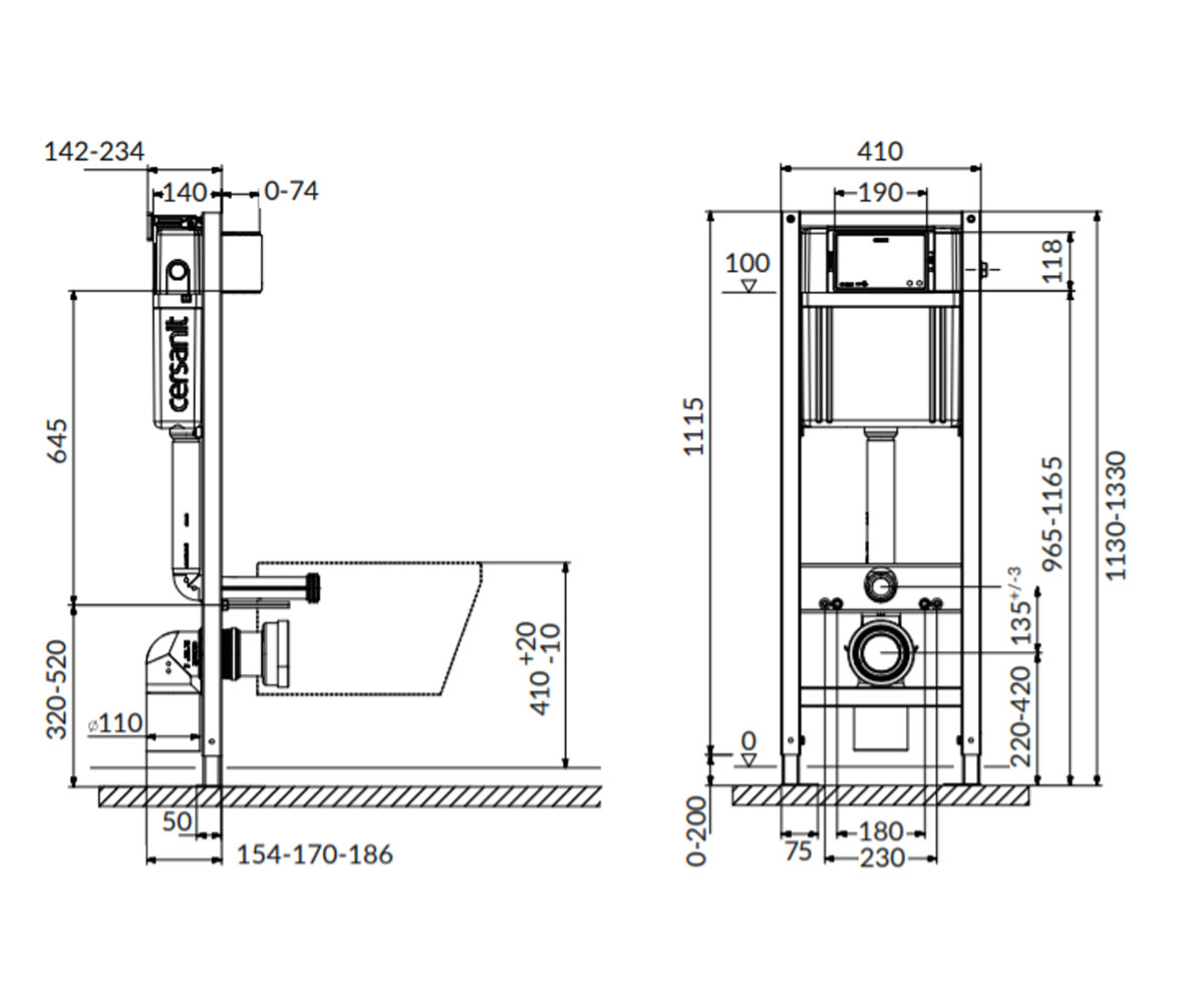 Инсталляция для унитаза  AQUA 22 QF S97-048:Чертеж 