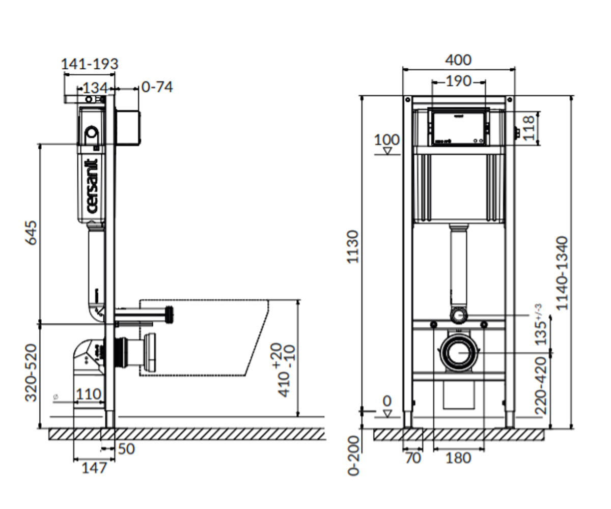 Инсталляция для унитаза  AQUA 02 S97-063:Чертеж 