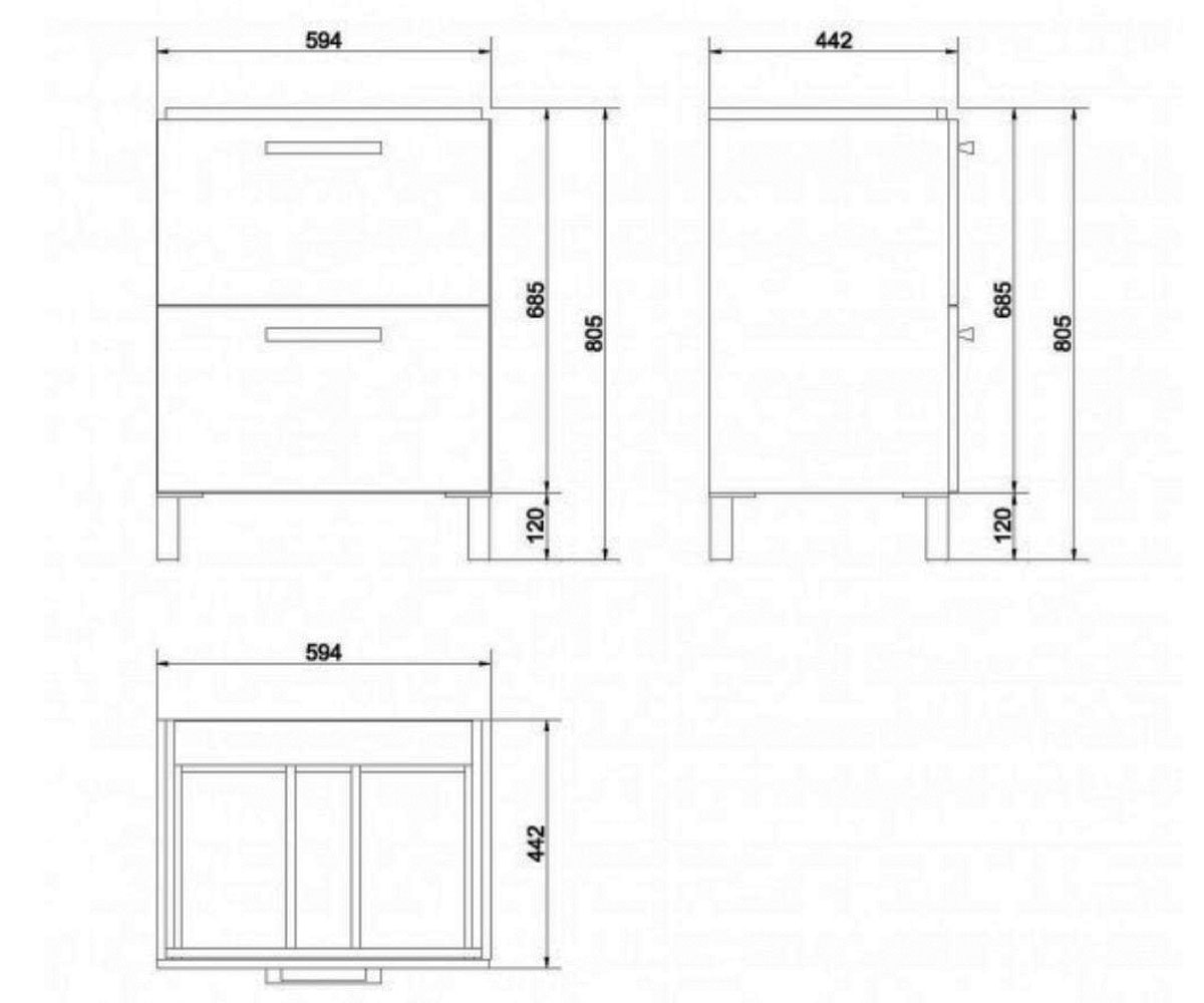 Тумба с раковиной  MELAR SET 566 MEBEL MELAR+COMO 60:Чертеж 