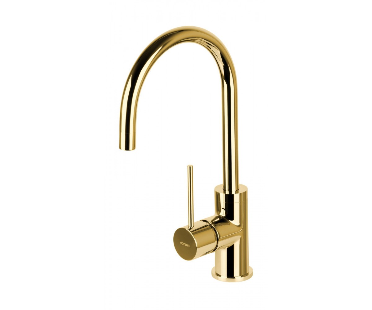 Смеситель для кухни CORSAN LUGO GOLD золото з подвижным носиком  CMB7522GL:Фото 3