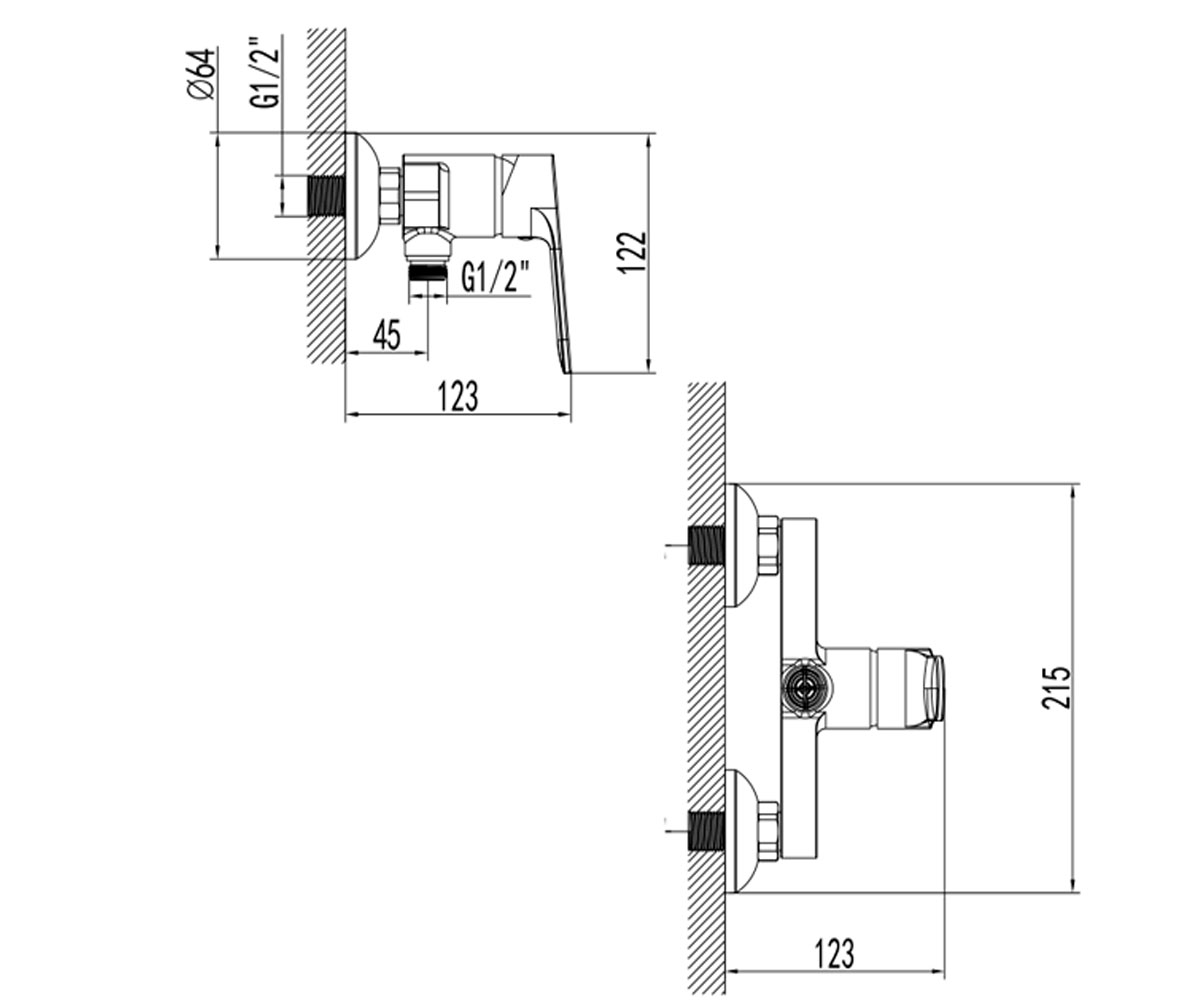 Смеситель для душа  MARMORE DB-1D138C:Чертеж 