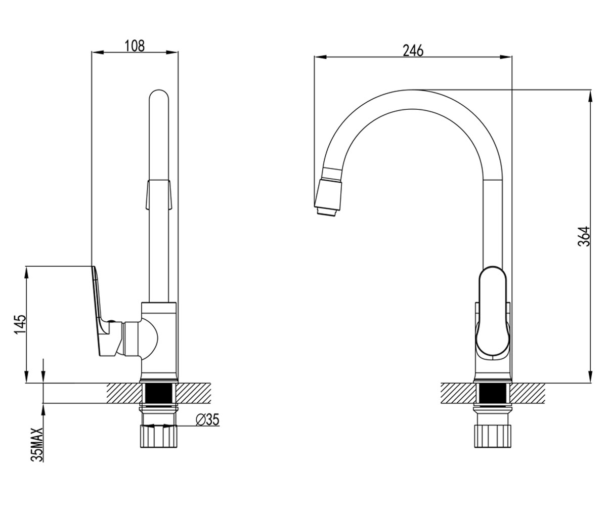 Кухонный смеситель  MARMORE DB-4B138C:Чертеж 