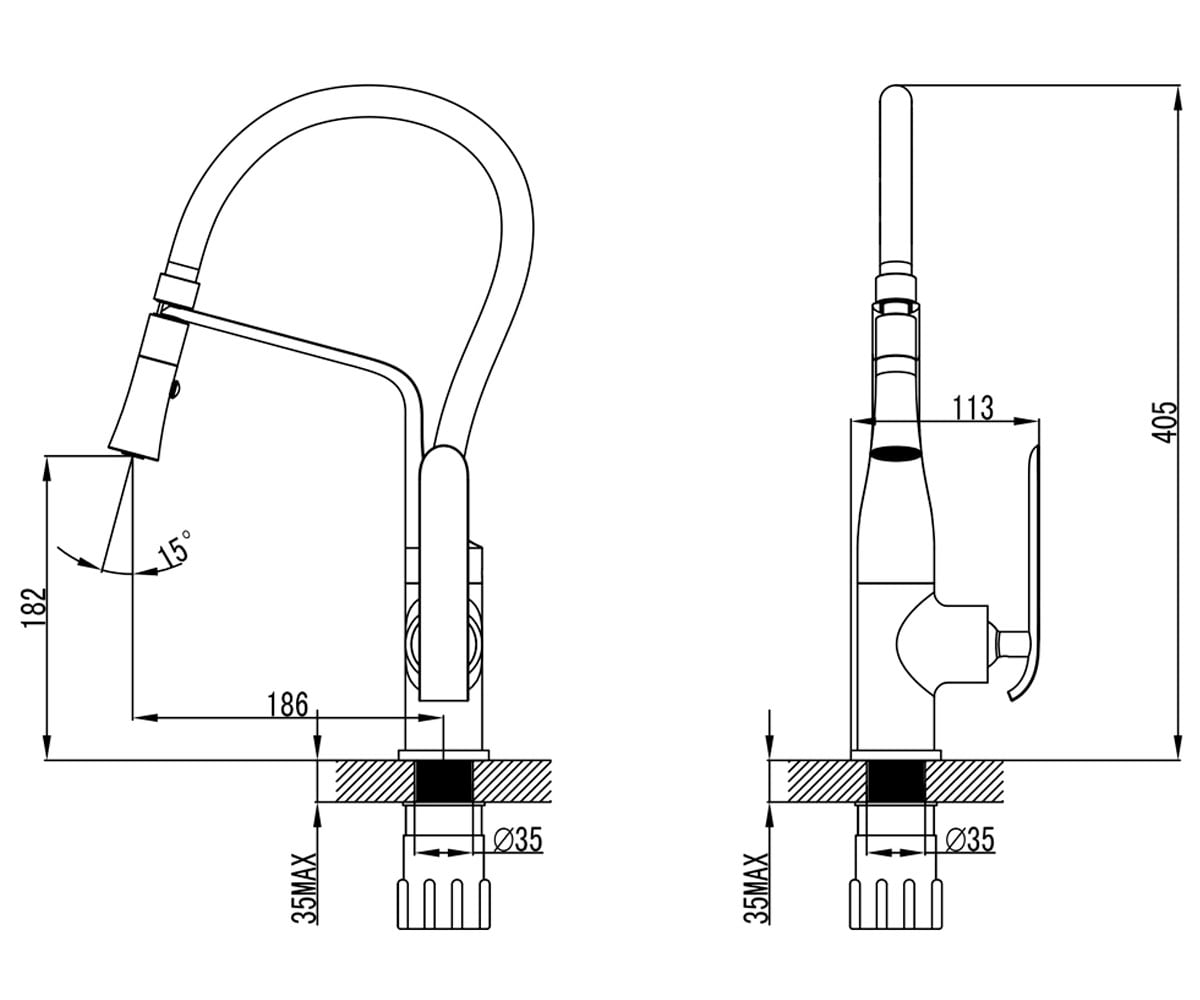 Кухонный смеситель  ADDA EB-4B519C:Чертеж 