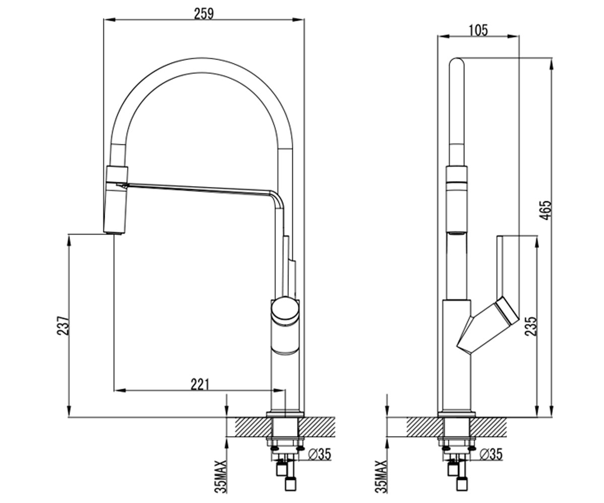 Кухонный смеситель  ADDA EB-4B520C:Чертеж 