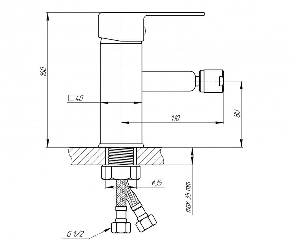 Смеситель для биде  10 CRM/S-10-001A:Чертеж 