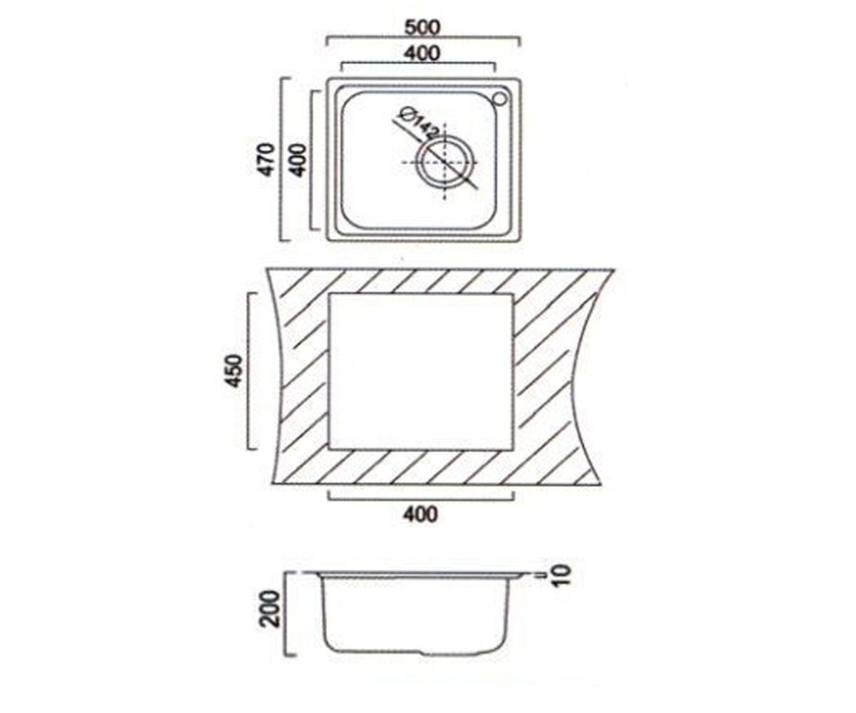 Мойка кухонная  UA 6110 ZS SATIN:Чертеж 