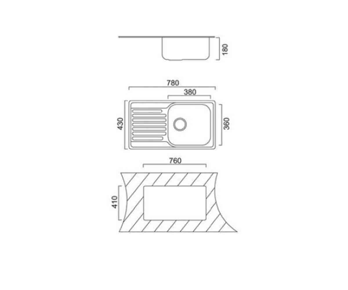 Мойка на столешницу  UA 7204 ZS DECOR:Чертеж 
