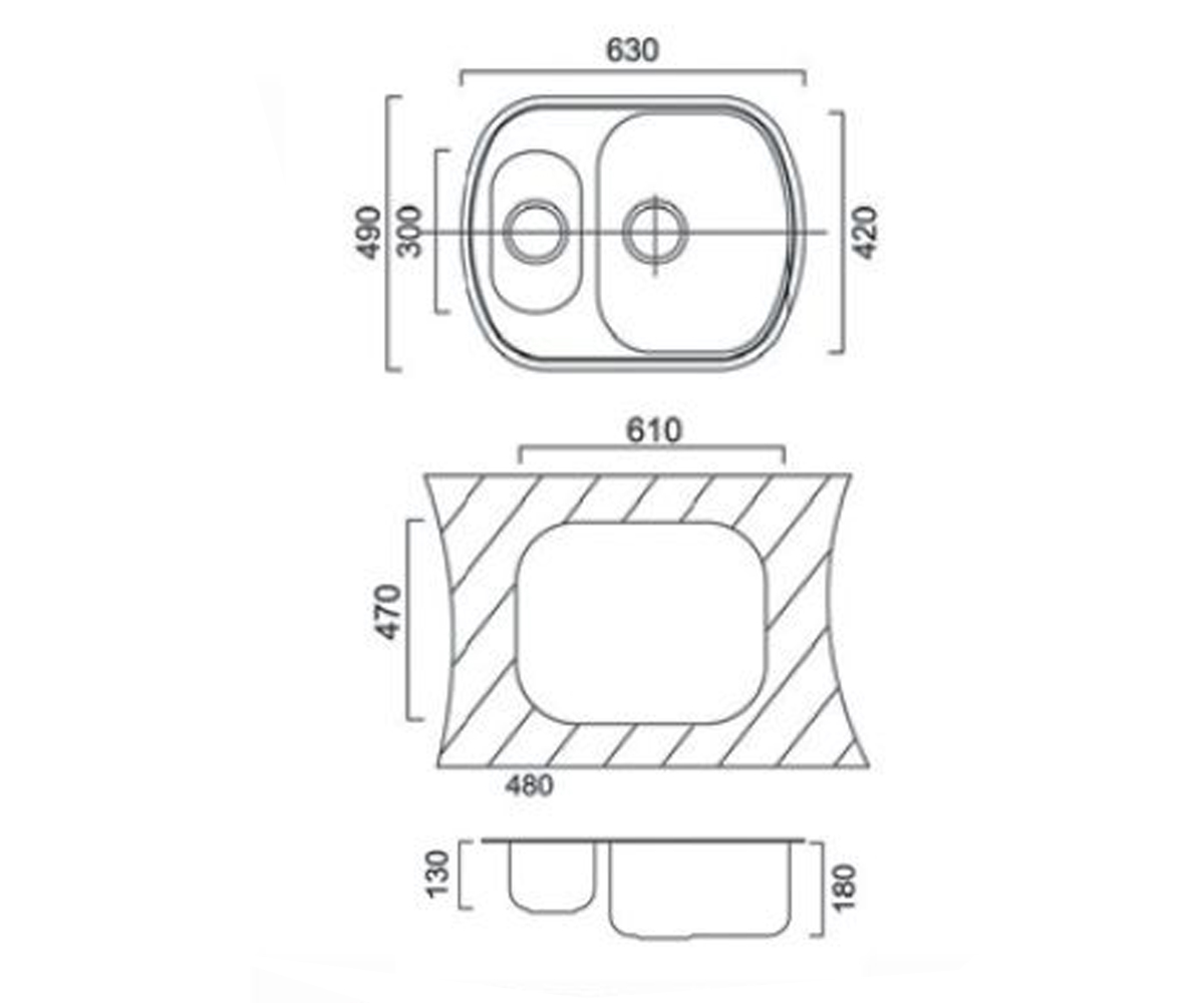 Мойка на полторы чаши  UA 7703 ZS DECOR:Чертеж 