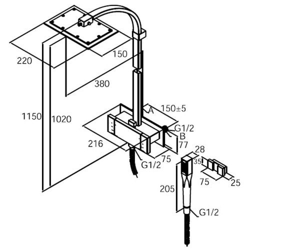 Душевая система  G-TYPE 723000000:Чертеж 