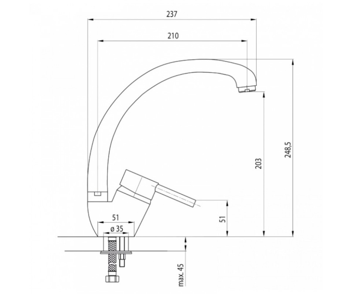 Смеситель на мойку  ASTER BCA_066M:Чертеж 