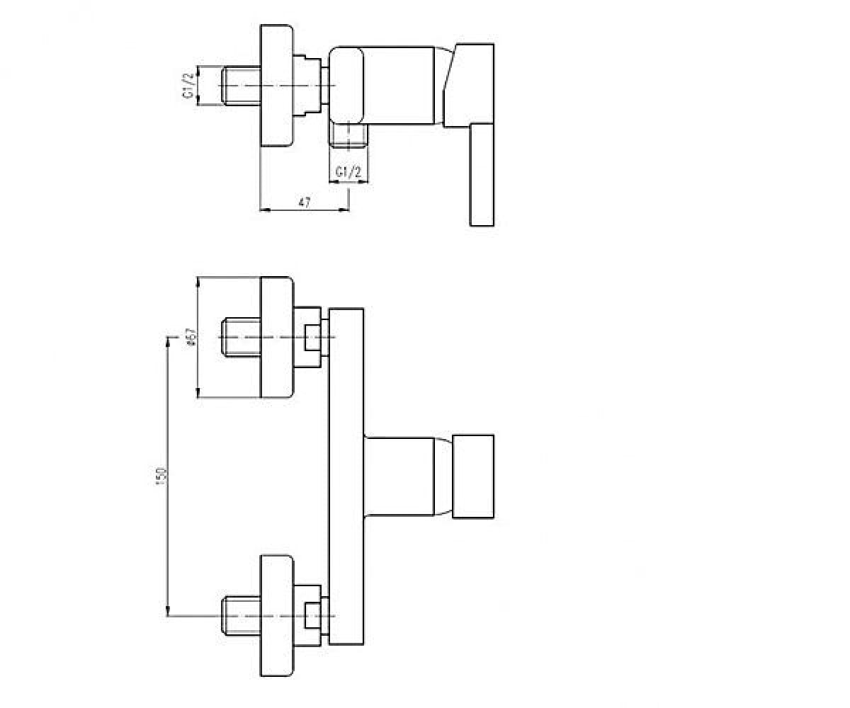 Смеситель для душа  GINGER BDG 040M:Чертеж 