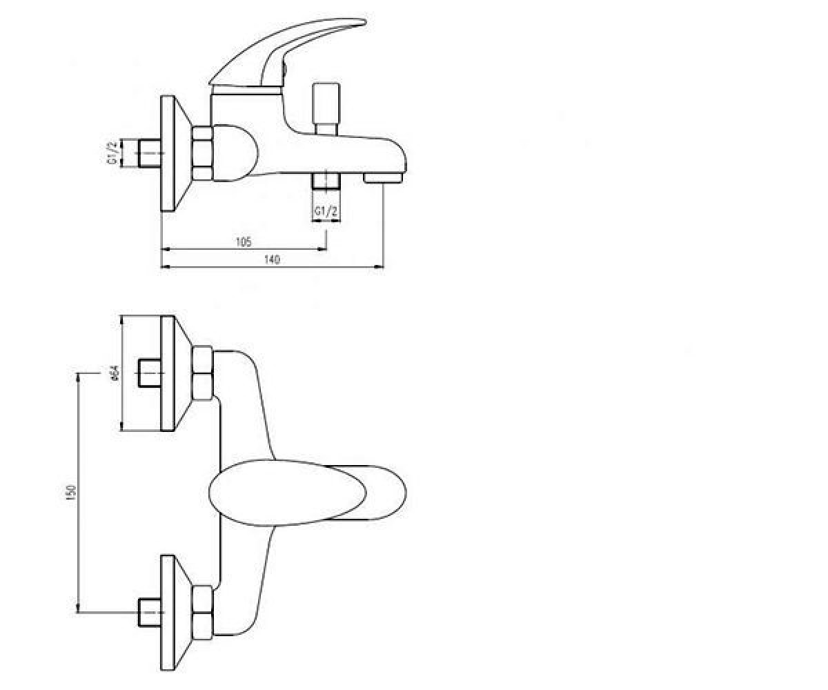 Смеситель для ванны  TAGA  BFT 011M:Чертеж 