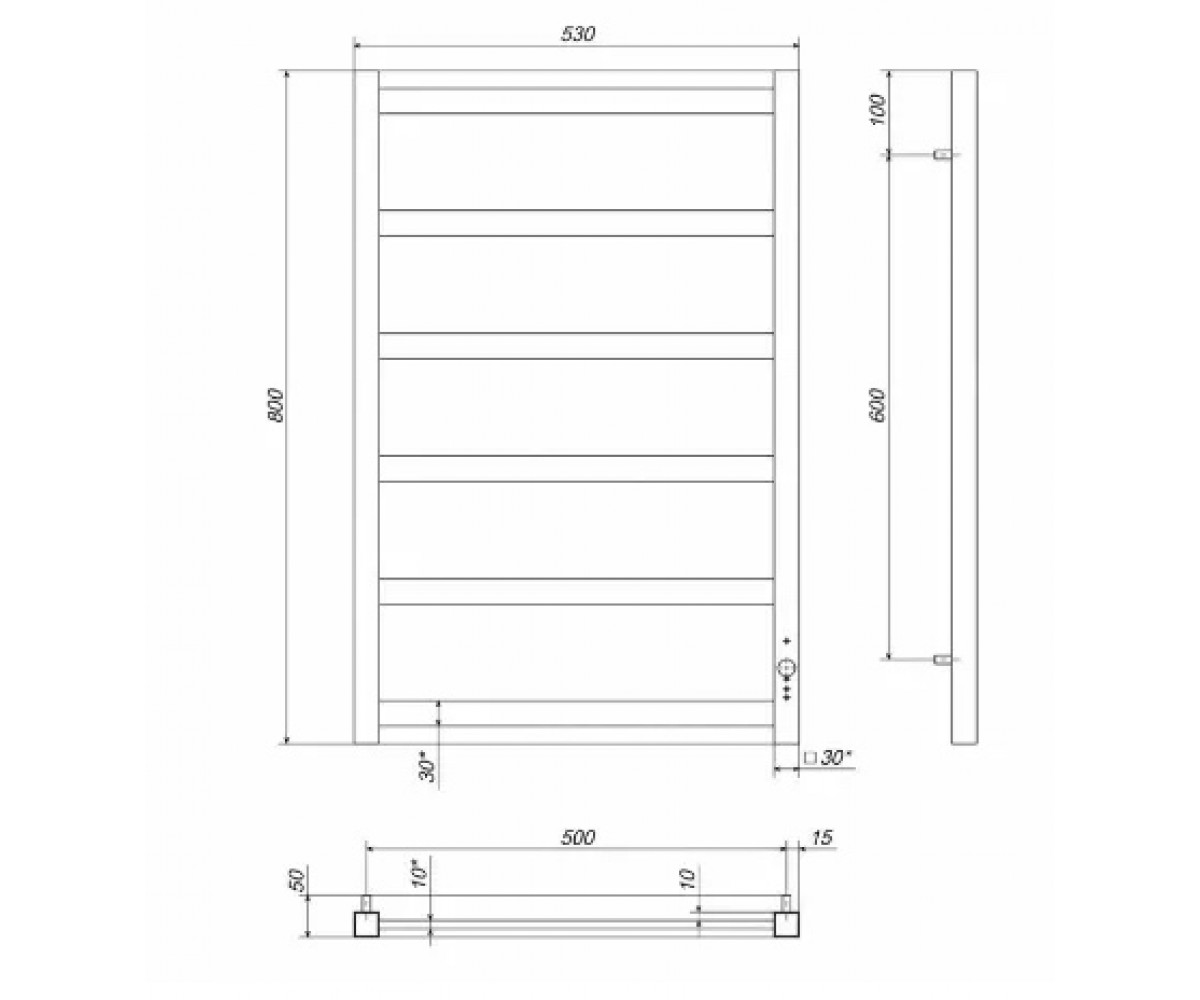 Рушникосушарка електрична Deffi Avast 500x800 правий, 140 вт, чорний  B.AV.80.50.6.E.B.R.2:Фото 3