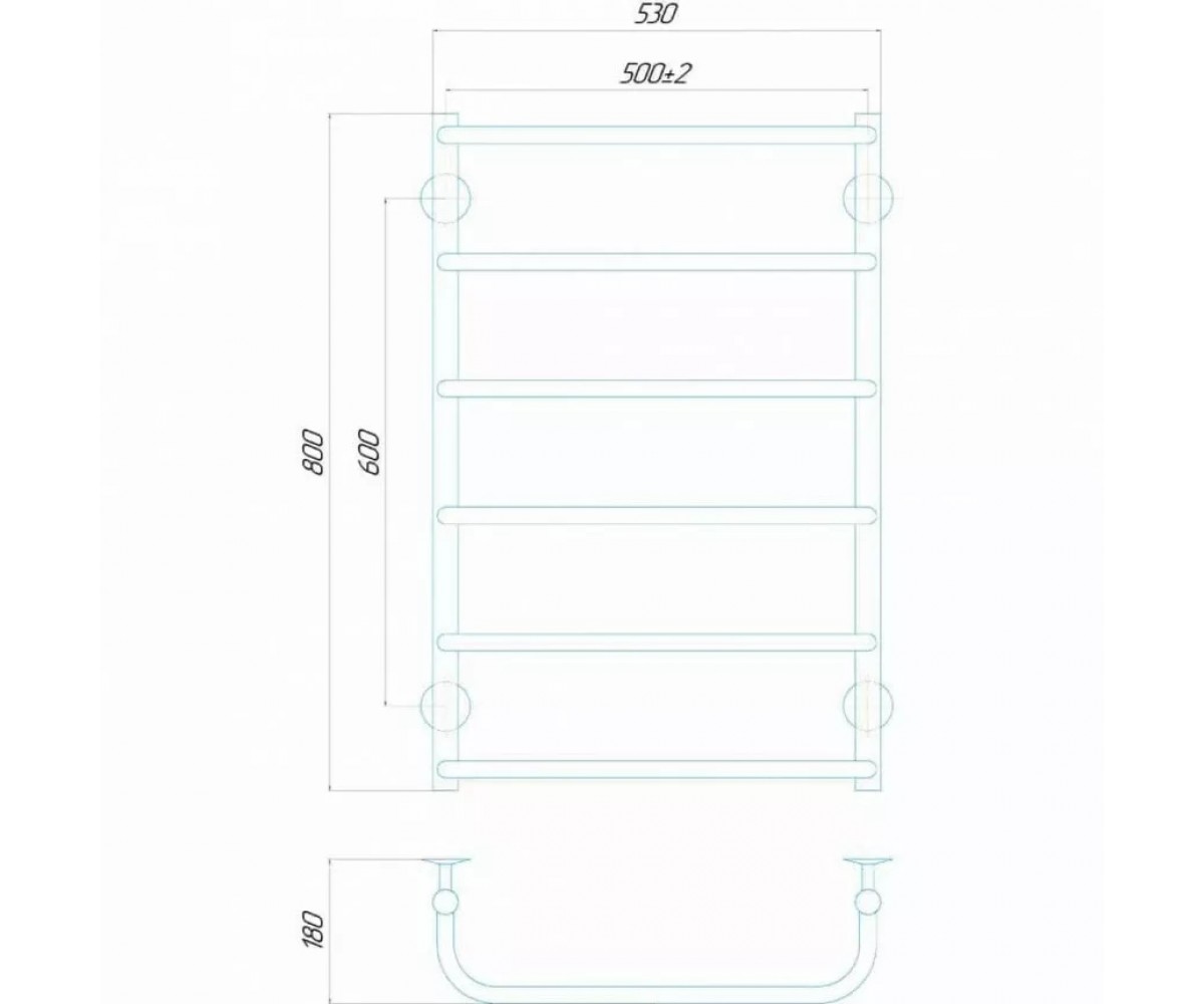 Рушникосушарка водяна Deffi стандарт 500х800 мм  C.SS.80.50.6.C.A:Фото 2