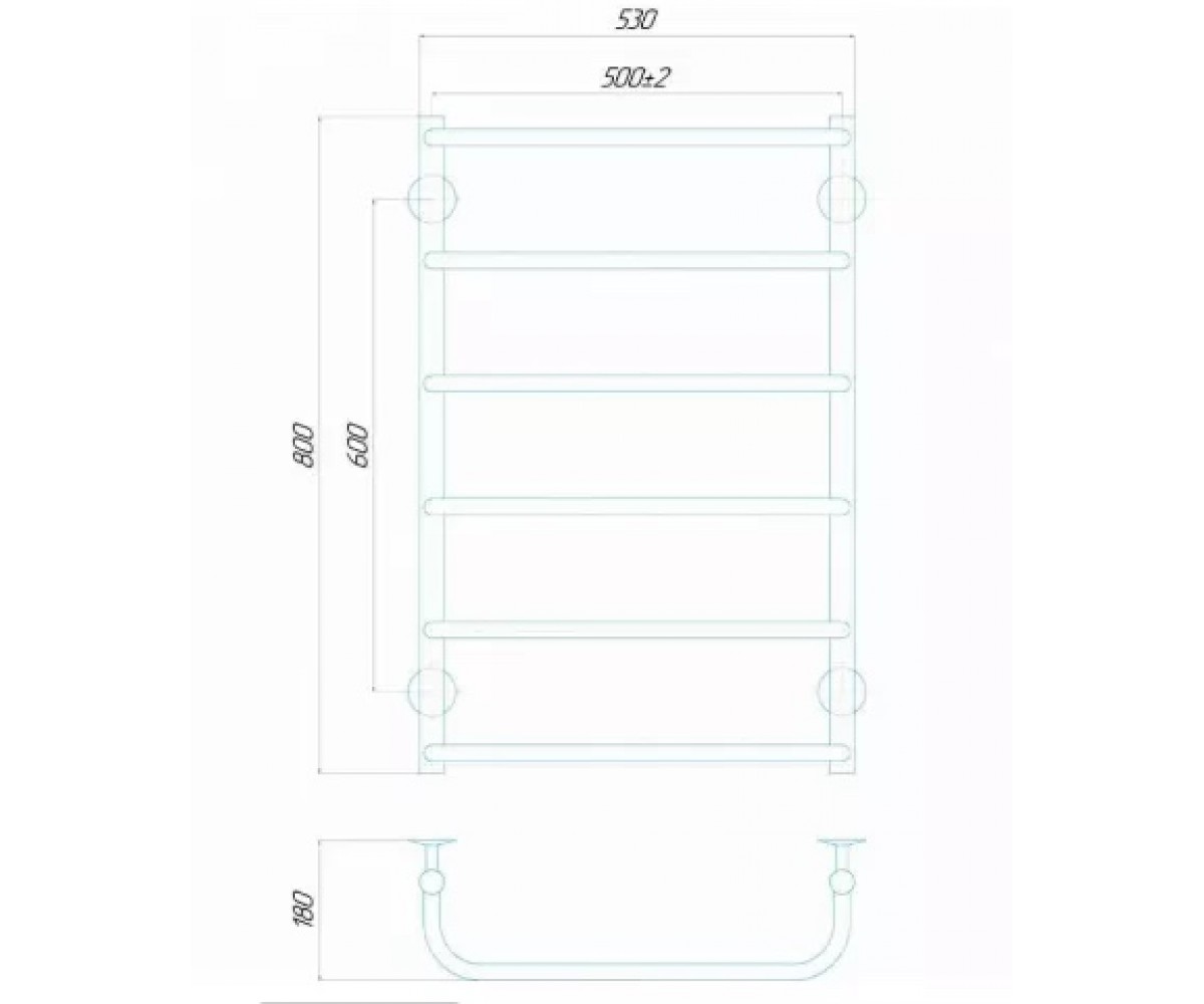 Рушникосушарка електрична Deffi стандарт 500x800 правий, 110 вт, хром  C.SS.80.50.6.E.C.R.5:Фото 6