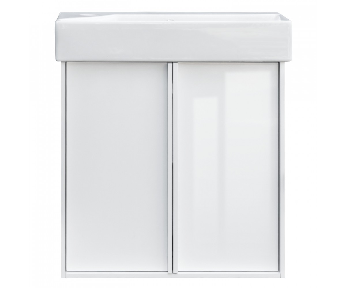 083055W QUADRA тумба 55 біла глянцева з умивальником та сифоном (1 сорт)  QUADRA 083055W:Фото 1