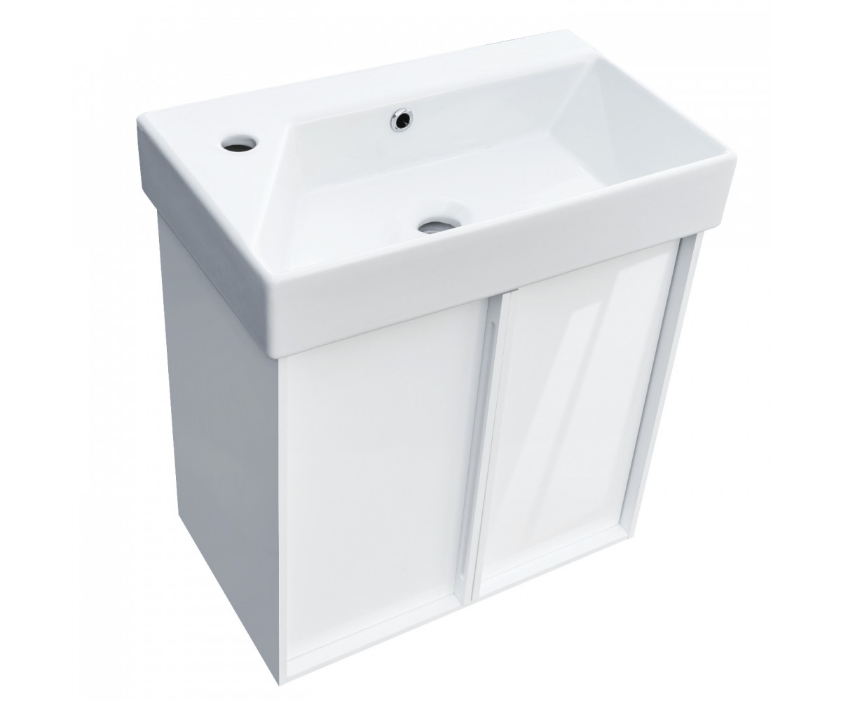083055W QUADRA тумба 55 біла глянцева з умивальником та сифоном (1 сорт)  QUADRA 083055W:Фото 2