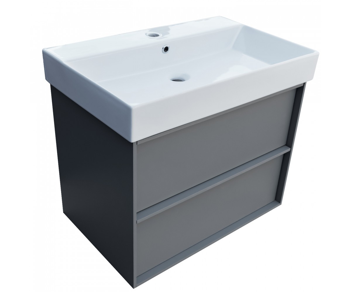 083070G QUADRA тумба 70 сіра матова з умивальником та сифоном (1 сорт)  QUADRA 083070GB:Фото 3