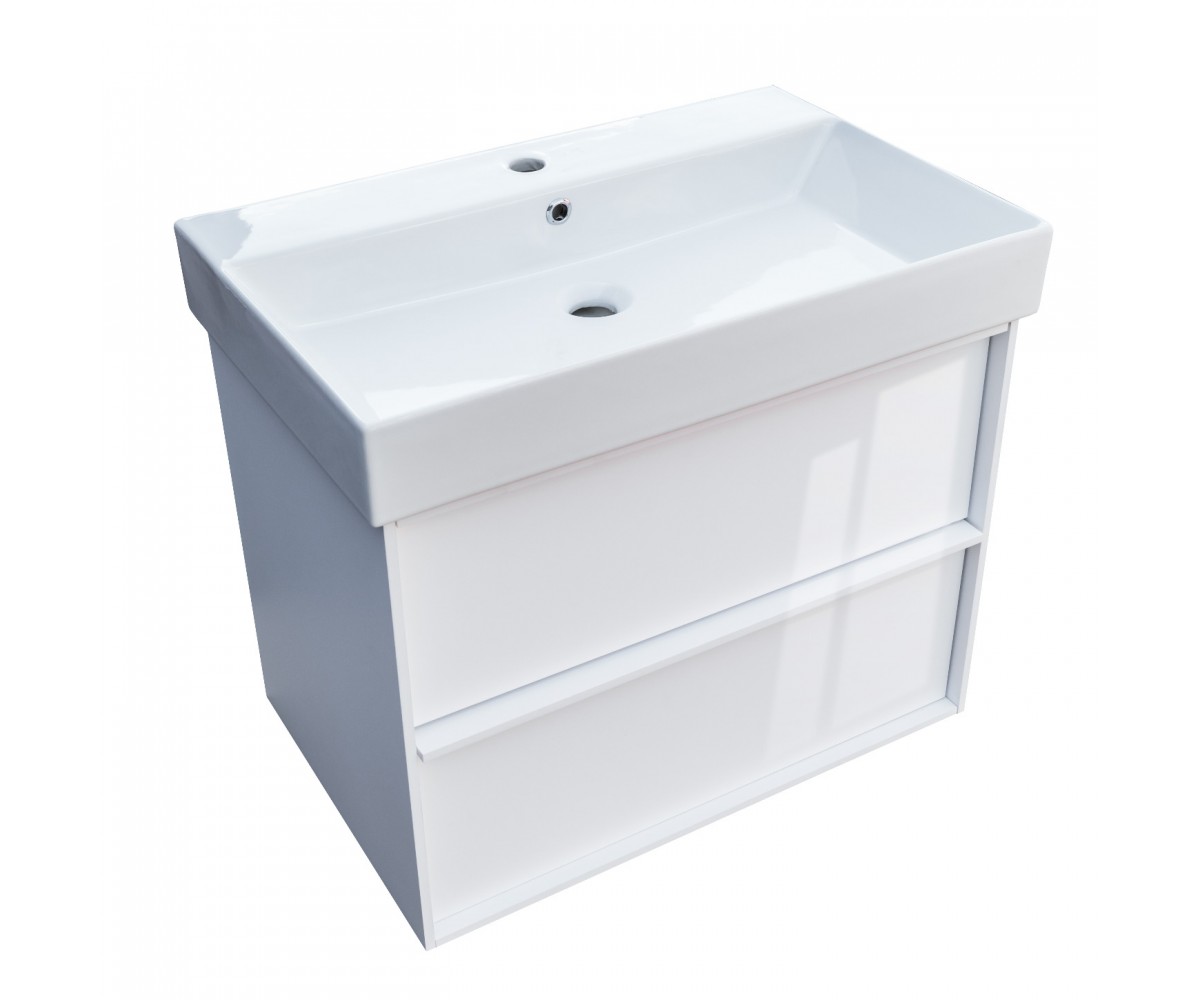 083070W QUADRA тумба 70 біла глянцева з умивальником та сифоном (1 сорт)  QUADRA 083070W-2:Фото 3
