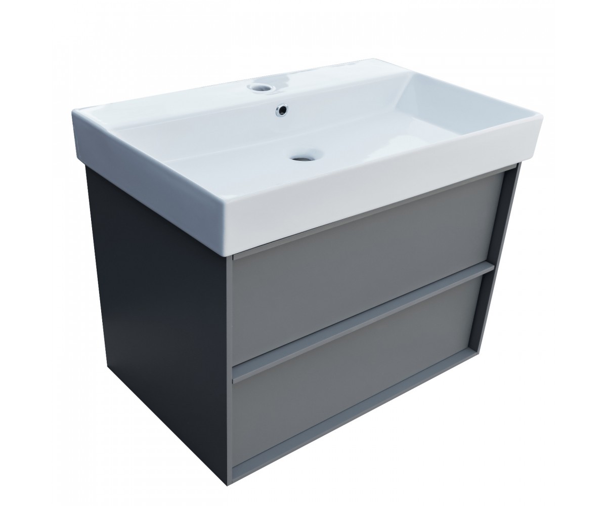 083085G QUADRA тумба 85 сіра матова з умивальником та сифоном (1 сорт)  QUADRA 083085GB:Фото 2