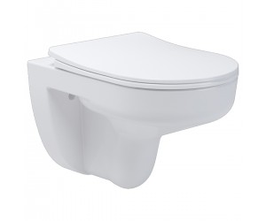 3810825 Simple Підвісний безобідковий унітаз з кришкою soft-close, Vortex Flush, білий глянець (1 сорт) DEVIT  3810825