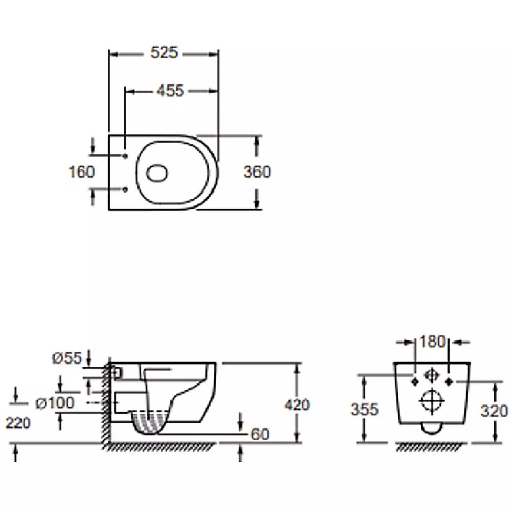 Унитаз подвесной с крышкой  DO IT VORTEX FLUSH 4010511:Чертеж 