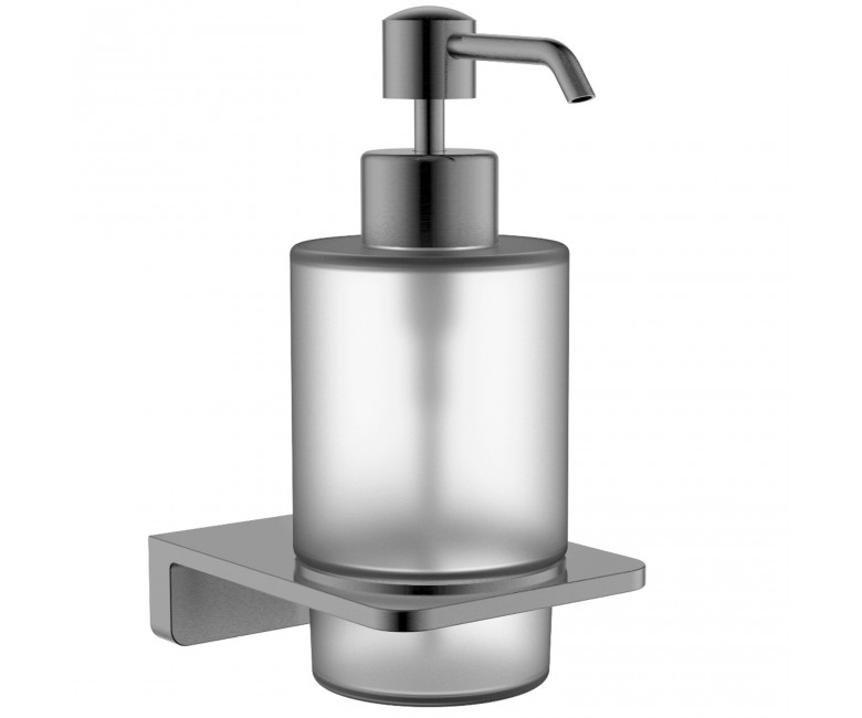 4030150 DO IT Дозатор для мила з матового скла та тримачем, колір brushed gun metal (1 сорт) DEVIT  4030150 4030150
