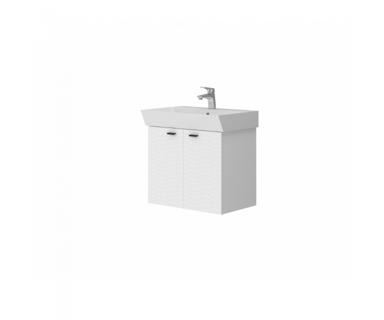 484060W Flow Тумба 60 з умивальником та ручками, білий матовий (1 сорт) DEVIT  484060W 484060W