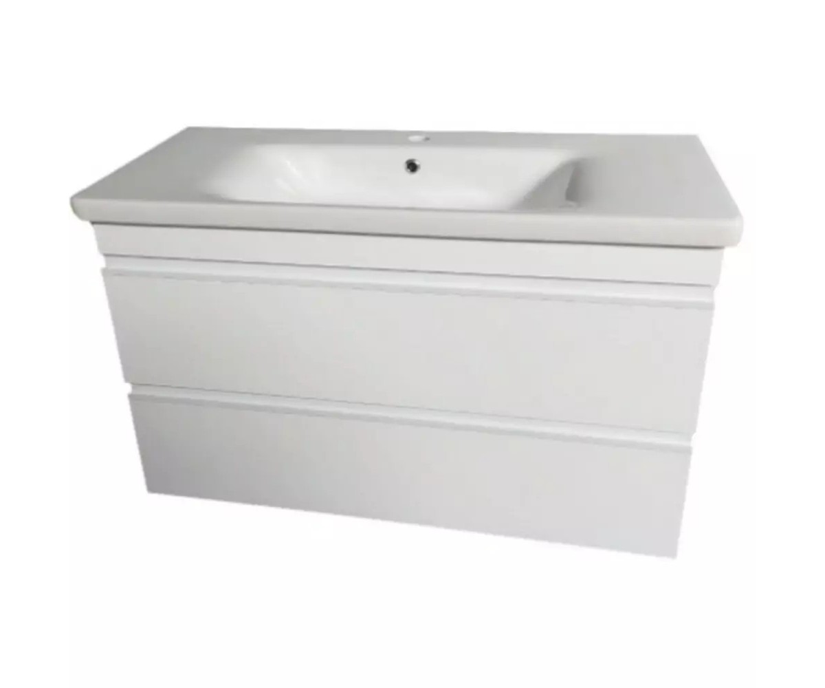 753100W FRAME Біла глянцева тумба 100см з раковиною та сифоном (1 сорт) DEVIT  753100W 753100W