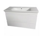 753100W FRAME Біла глянцева тумба 100см з раковиною та сифоном (1 сорт) DEVIT  753100W