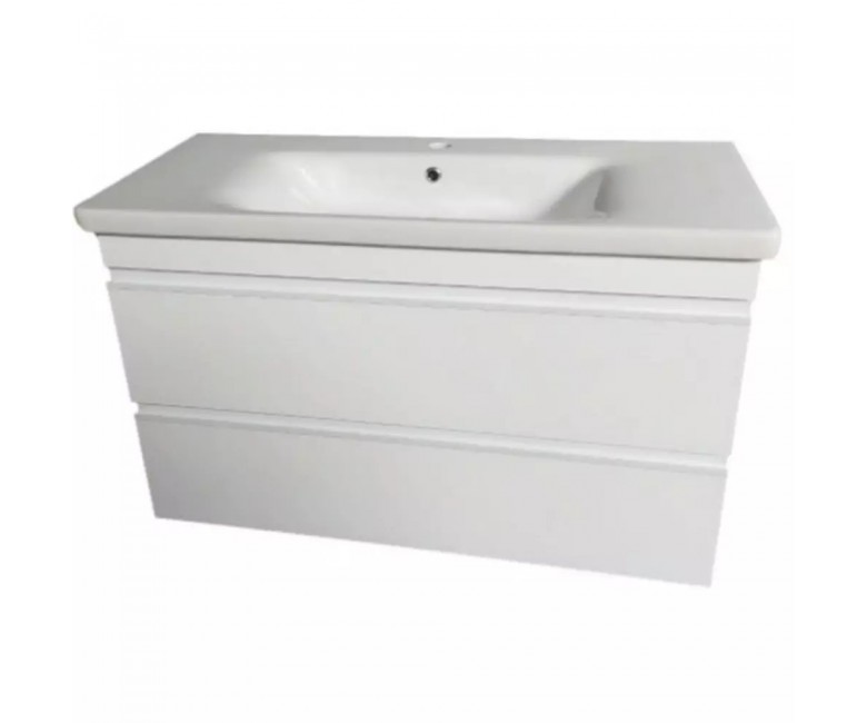 753100W FRAME Біла глянцева тумба 100см з раковиною та сифоном (1 сорт) DEVIT  753100W 753100W
