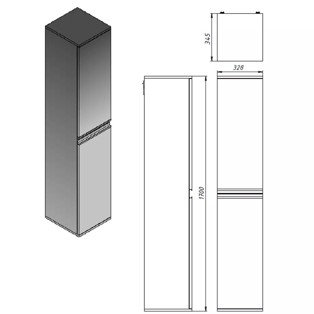 753170W FRAME пенал 170см білий глянець (1 сорт)  753170W:Фото 1