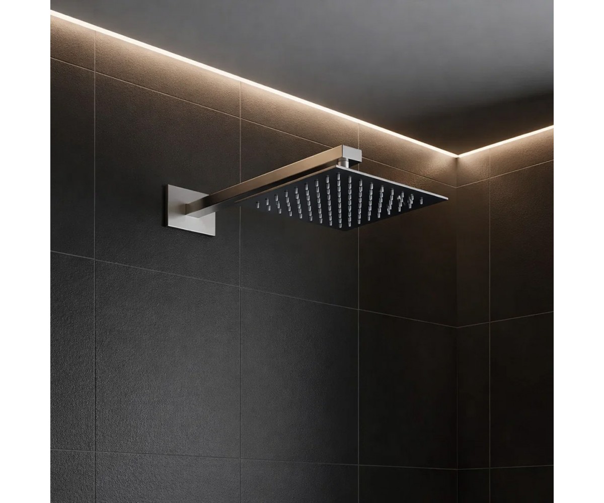 D113000000120BN Flow верхня душова лійка 250x250 мм з кронштейном, brushed nickel (1 сорт)  D113000000120BN:Фото 1