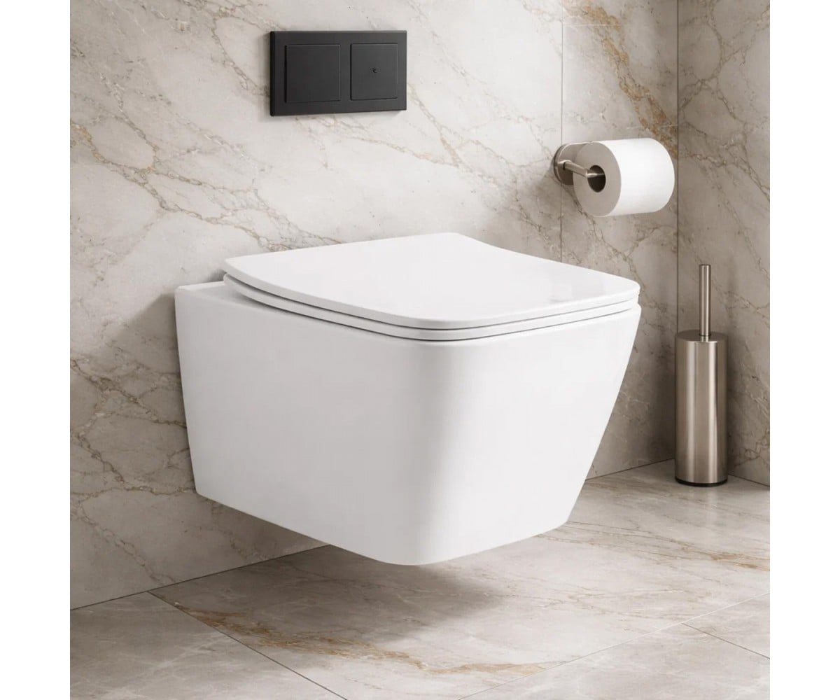 DBS71051111W Balance Square Підвісний безобідковий унітаз з кришкою soft-close, Vortex Flush, білий глянець (1 сорт) DEVIT  DBS71051111W DBS71051111W