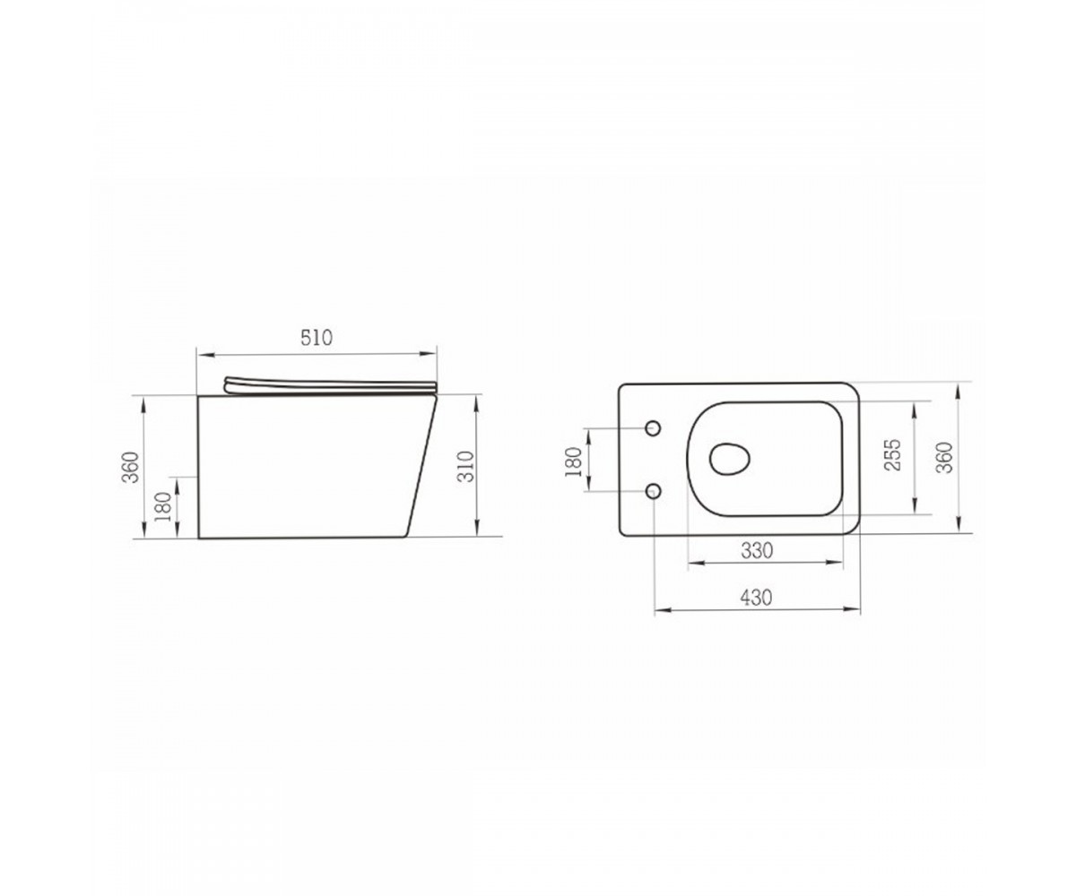 DBS71051111W Balance Square підвісний безобідковий унітаз з кришкою soft-close, Vortex Flush, білий глянець (1 сорт)  DBS7105111
