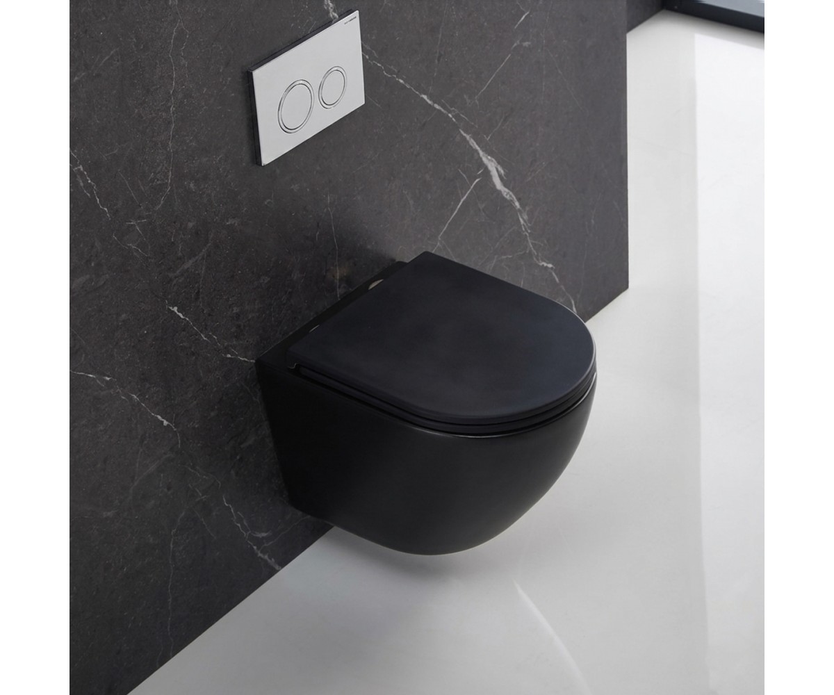 DFL0460111MB Flow унітаз підвісний 495x365x365mm з кришкою soft-close, Vortex Flush, матовий чорний (1 сорт)  DFL0460111MB:Фото 