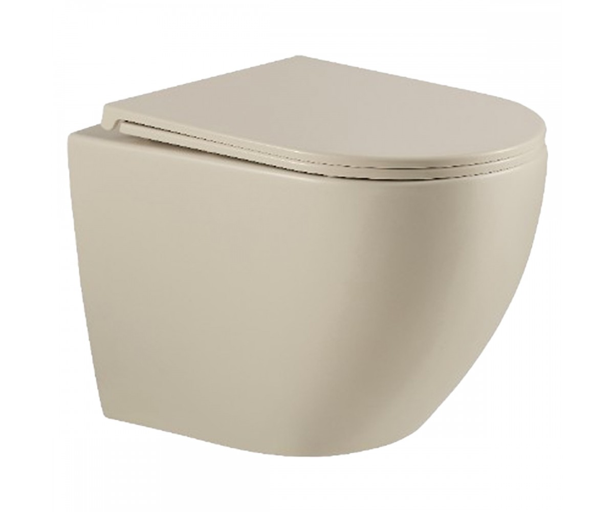 DFL0460111MC Flow унітаз підвісний 495x365x365mm з кришкою soft-close, Vortex Flush, матовий капучино (1 сорт)  DFL0460111MC:Фот