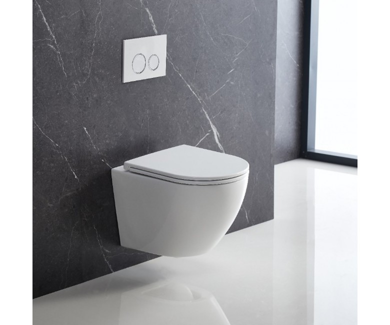DFL0460111W Flow Унітаз підвісний 495*365*365mm з кришкою soft-close, Vortex Flush, білий глянець (1 сорт) DEVIT  DFL0460111W DFL0460111W
