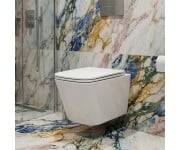 DFL0520111W Flow square Підвісний безобідковий унітаз з кришкою soft-close, Vortex Flush, білий глянець (1 сорт) DEVIT  DFL0520111W