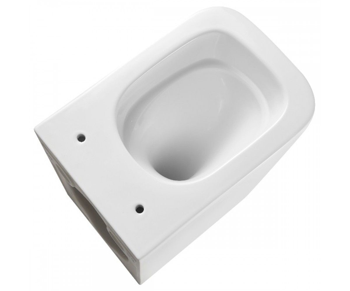 DFL0520111W Flow square підвісний безобідковий унітаз з кришкою soft-close, Vortex Flush, білий глянець (1 сорт)  DFL0520111W:Фо